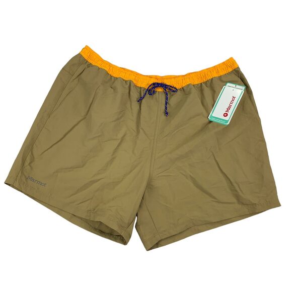 Marmot Mens Juniper Springs 5" Two-Toned Drawstring Shorts Khaki XL - Picture 1 of 4